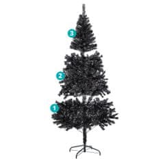 Timeless Tools Černý umělý vánoční stromek, 180cm 708 větví