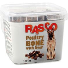 RASCO dog snack - kost drůbeží s játry 2,5cm 550 g