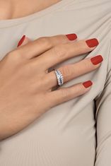 Brilio Silver Módní pozlacený prsten s čirými zirkony RI120Y (Obvod 52 mm)