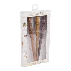 CurePink Set 3 kusů propisek Harry Potter: Čarodějnické hůlky (délka 18 cm)