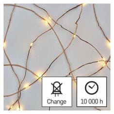 Emos Vánoční LED řetěz Nanos měděný s časovačem 10 m teplá bílá