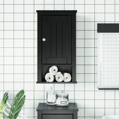 Greatstore Nástěnná koupelnová skříňka BERG černá 40x27x71,5 cm borovice