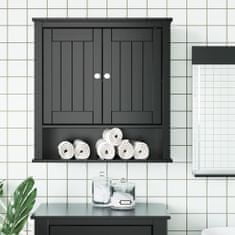 Greatstore Nástěnná koupelnová skříňka BERG černá 69,5x27x71,5 cm borovice