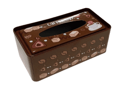 INTEREST Plechová krabička na ubrousky - COFFEE BOX. Tmavě hnědá.