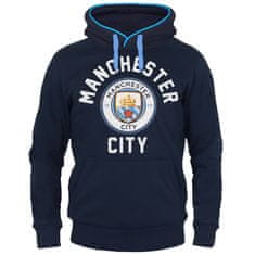 FotbalFans Mikina Manchester City FC, kapuce, tmavě modrá | L