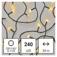 Emos LED vánoční řetěz Steny s programy 24 m teplá bílá