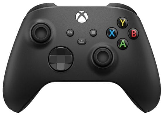 bezdrátový herní ovladač Microsoft Xbox Series Bezdrátový ovladač Carbon Black (QAT-00009) vibrace hybridní směrový ovladač D-pad inovace černá barva provedení texturované rukojeti mapování tlačítka