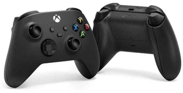 bezdrôtový herný ovládač Microsoft Xbox Series Bezdrôtový ovládač Carbon Black (QAT-00009) vibrácie hybridný smerový ovládač D-pad inovácia čierna farba prevedení textúrované rukoväte mapovanie tlačidla