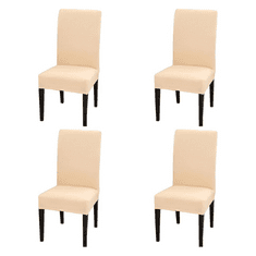 HOME & MARKER® Univerzální potahy na židle, Elastické potahy na židle, Potah na židli (4ks) | CHAIRGLAM Béžová