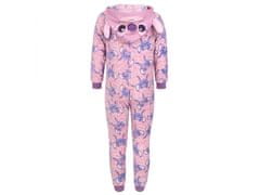 sarcia.eu Andzia i Stitch Disney Růžové, fleecové jednodílné pyžamo, dětské onesie s kapucí, OEKO-TEX 3-4 let 98-104 cm