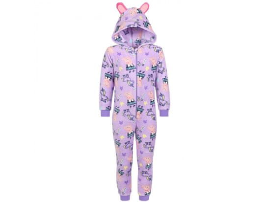 sarcia.eu Peppa Pig Fialové fleecové jednodílné pyžamo, dětské onesie s kapucí, OEKO-TEX