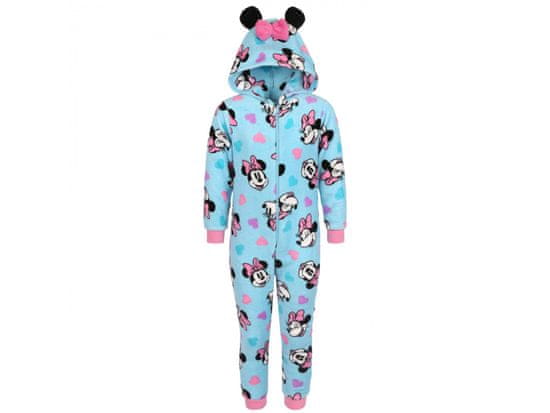 sarcia.eu Minnie Disney Modré, fleecové jednodílné pyžamo, dětské onesie s kapucí, OEKO-TEX