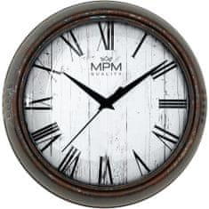 MPM QUALITY Designové plastové hodiny rezavé (patina) MPM Rusty Metal, tmavě hnědá