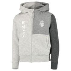 FotbalFans Mikina Real Madrid FC, šedá, kapuce, zip | S