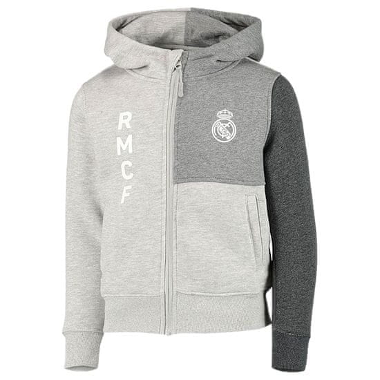 FotbalFans Mikina Real Madrid FC, šedá, kapuce, zip