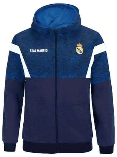 FotbalFans Dětská Mikina Real Madrid FC, modrá, kapuce, zip