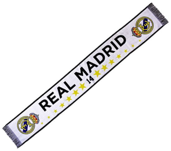 FotbalFans Šála Real Madrid FC, bílá, hvězdy, 140x20