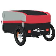 Greatstore Přívěsný vozík za kolo černý a červený 30 kg železo
