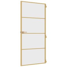 Greatstore Interiérové dveře úzké zlaté 93x201,5 cm tvrzené sklo a hliník