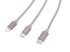 Troika Nabíjecí kabel "Dreizack", šedá, 3v1, CBL30/GY