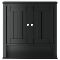 Greatstore Nástěnná koupelnová skříňka BERG černá 69,5x27x71,5 cm borovice