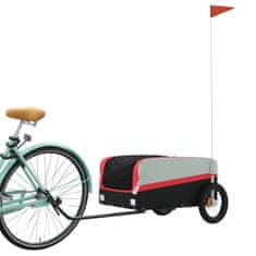 Greatstore Přívěsný vozík za kolo černý a červený 30 kg železo