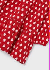 MAYORAL červené šatičky s bílými srdíčky s dlouhým rukávem a malou látkovou kabelkou Velikost: 4/104cm