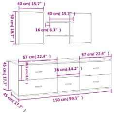 Vidaxl 5dílná koupelnová sestava černá kompozitní dřevo