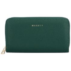 MaxFly Velká stylová dámská koženková peněženka Julien, tmavě zelená