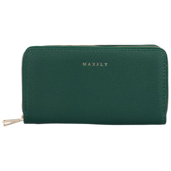 MaxFly Velká pouzdrová dámská koženková peněženka Glorii, tmavě zelená