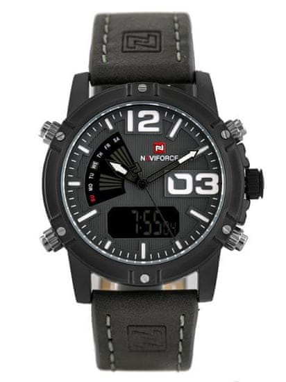 NaviForce Pánské digitální a analogové hodinky a krabičkou Heirram černá