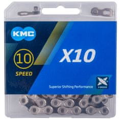 KMC řetěz X10 šedý 114 čl. BOX