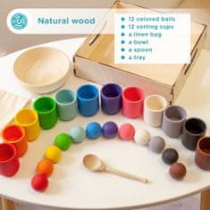 Ulanik Montessori dřevěná hračka "Balls in cups big“ pro nejmenší 
