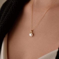 Evolution Group Luxusní zlatý náhrdelník s pravou perlou a brilianty 82PB00029