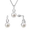 Souprava stříbrných šperků se zirkony a pravými perlami 29052.1B (náušnice, řetízek, přívěsek)
