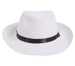 Guirca Mafiánský pánský klobouk bílý s mašlí