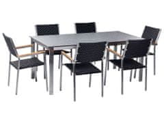 Beliani Zahradní jídelní souprava stolu a 6 židlí z umělého ratanu černá COSOLETO/GROSSETO