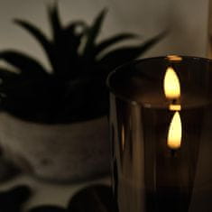 DecoLED LED svíčka ve skle, 7,5 x 10 cm, šedá
