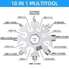 Vixson Multifunkční nástroj ve tvaru vločky 18 v 1 | MULTIFLAKE