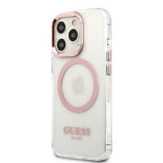 Guess  Transparent MagSafe Kompatibilní Zadní Kryt pro iPhone 13 Pro Max Pink