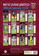 CurePink Oficiální nástěnný kalendář 2024: FC West Ham United (A3 29,7 x 42 cm)