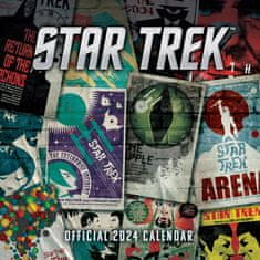 CurePink Oficiální nástěnný kalendář 2024 Star Trek TV Serie Classic s plakátem (30,5 x 30,5|61 cm)