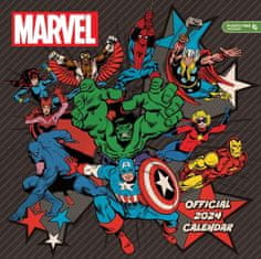 CurePink Oficiální nástěnný kalendář 2024 Marvel COmics (30,5 x 30,5|61 cm)