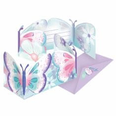 Amscan Pozvánky s obálkami Motýlek pastelový 8ks