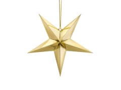 PartyDeco Závěsná dekorace Zlatá hvězda 45cm