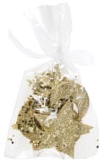 Santex Vánoční symboly zlaté se třpytkami 5x5cm 12ks