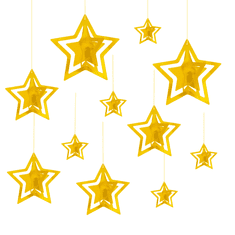 PartyPal Závěsné dekorace Zlaté hvězdy s 3D efektem 11ks