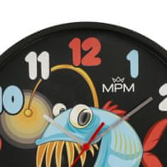 MPM QUALITY Nástěnné designové plastové hodiny MPM Ryba, černá