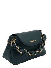 Marina Galanti shoulder bag Libena – menší kabelka přes rameno s ozdobným popruhem v paví zelené