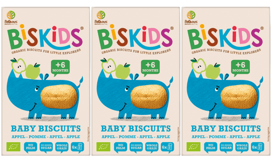 Belkorn 3 x BISkids BIO měkké dětské sušenky s jablečnou šťávou bez přidaného cukru 6M+ 120g